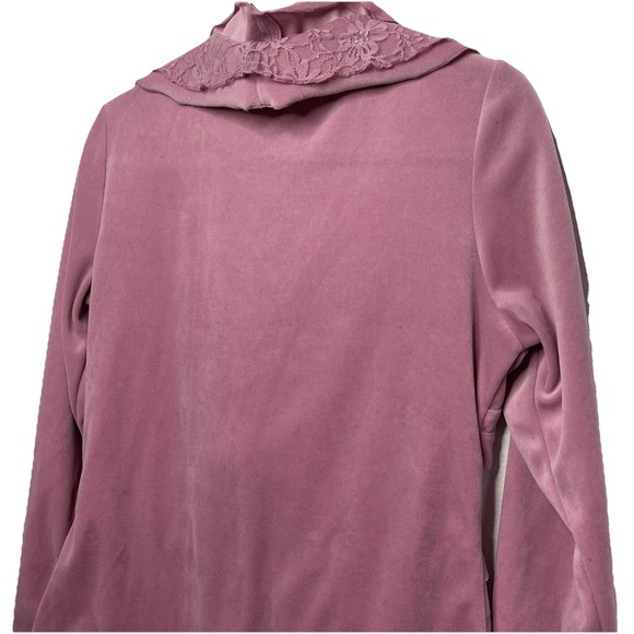 Y2K Pink‎ Ruffle Lace Velour Zip Up Size Small Coquette Dollcore Softgirl - Picture 9 of 12